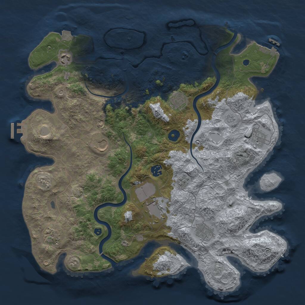 Rust Map: Procedural Map, Size: 3950, Seed: 91602995, 15 Monuments