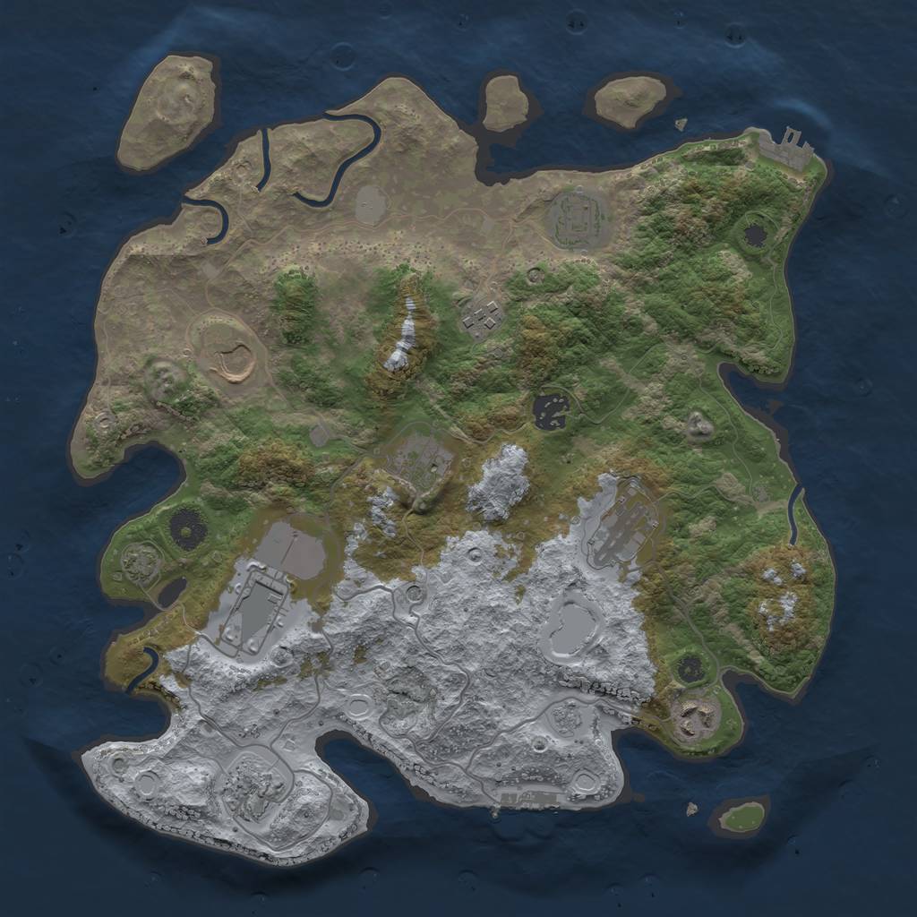 Rust Map: Procedural Map, Size: 3600, Seed: 95620977, 17 Monuments