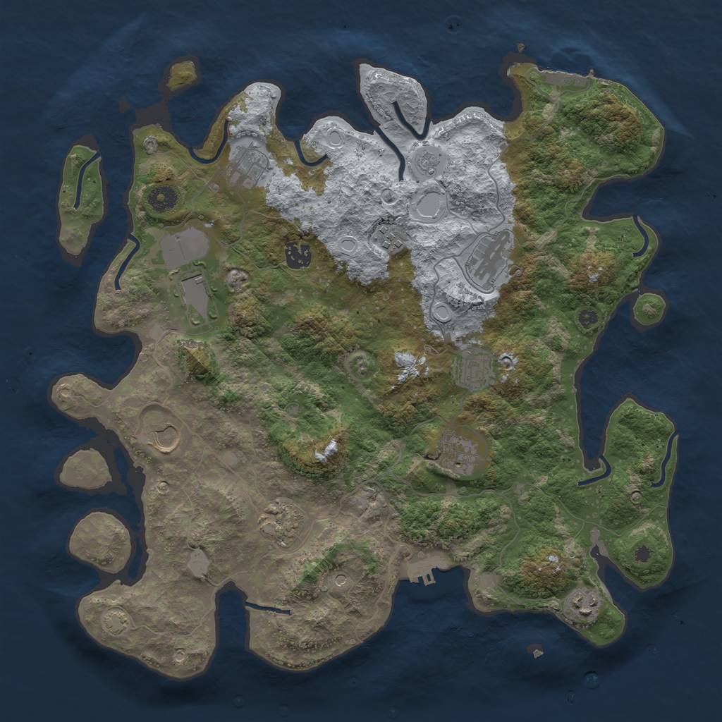 Rust Map: Procedural Map, Size: 3950, Seed: 87427319, 18 Monuments