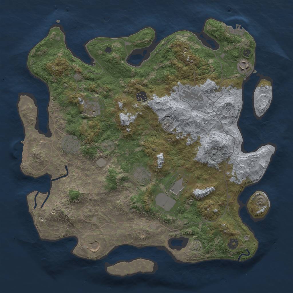 Rust Map: Procedural Map, Size: 4000, Seed: 54944483, 17 Monuments