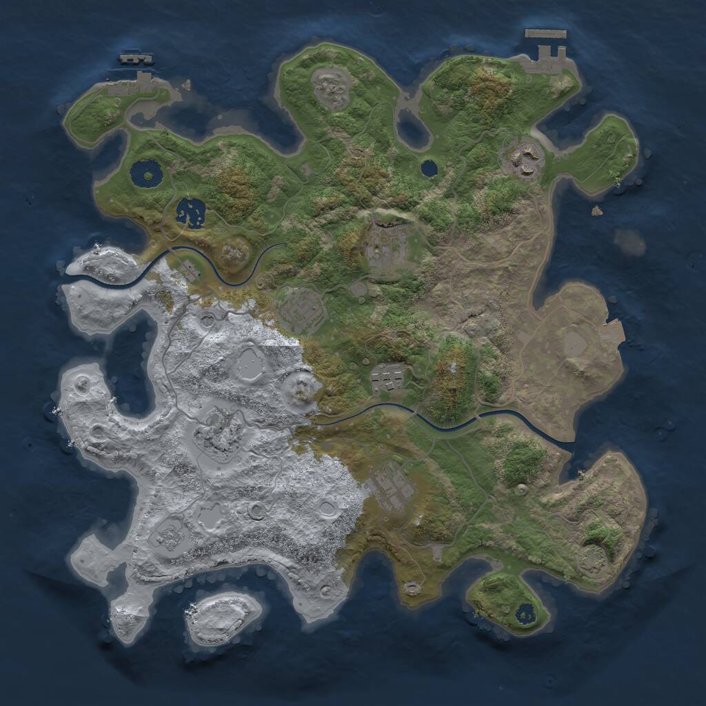 Rust Map: Procedural Map, Size: 3450, Seed: 36690791, 13 Monuments