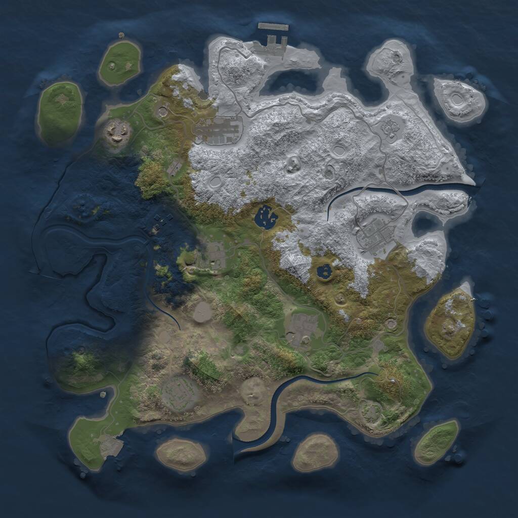 Rust Map: Procedural Map, Size: 3450, Seed: 8254761, 13 Monuments