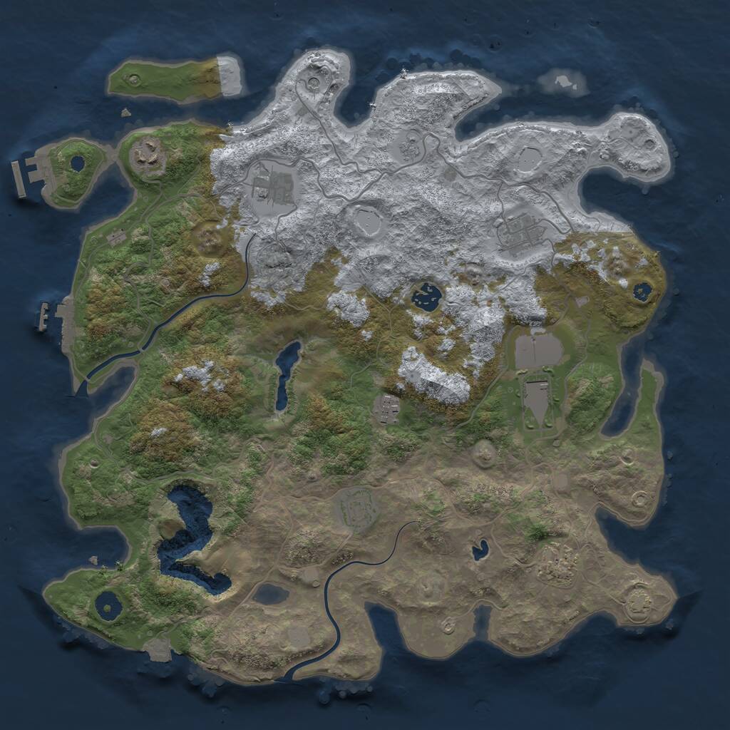 Rust Map: Procedural Map, Size: 4000, Seed: 66381854, 14 Monuments