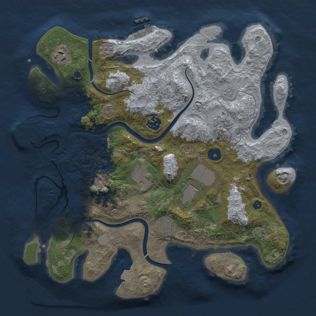 Rust Map: Procedural Map, Size: 3600, Seed: 56889788, 13 Monuments