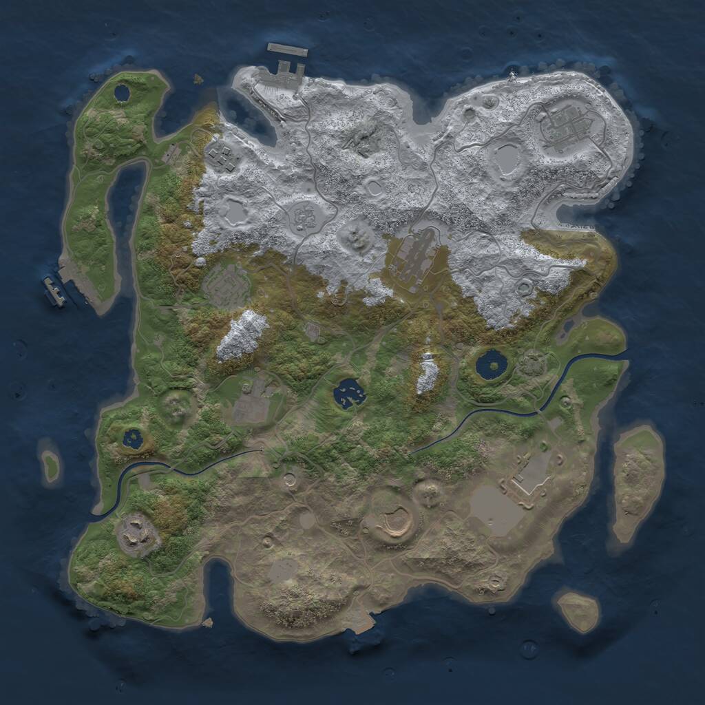Rust Map: Procedural Map, Size: 3550, Seed: 81839309, 15 Monuments
