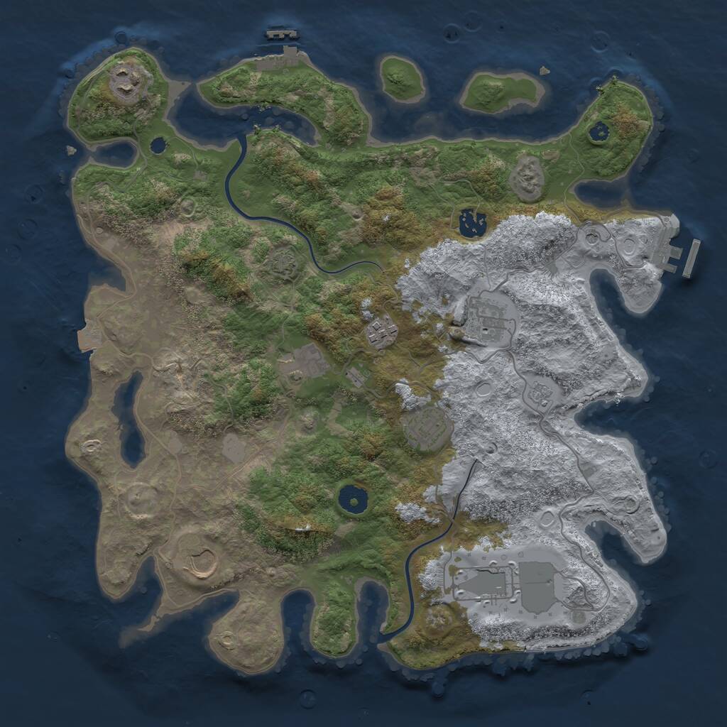Rust Map: Procedural Map, Size: 3750, Seed: 81460901, 14 Monuments