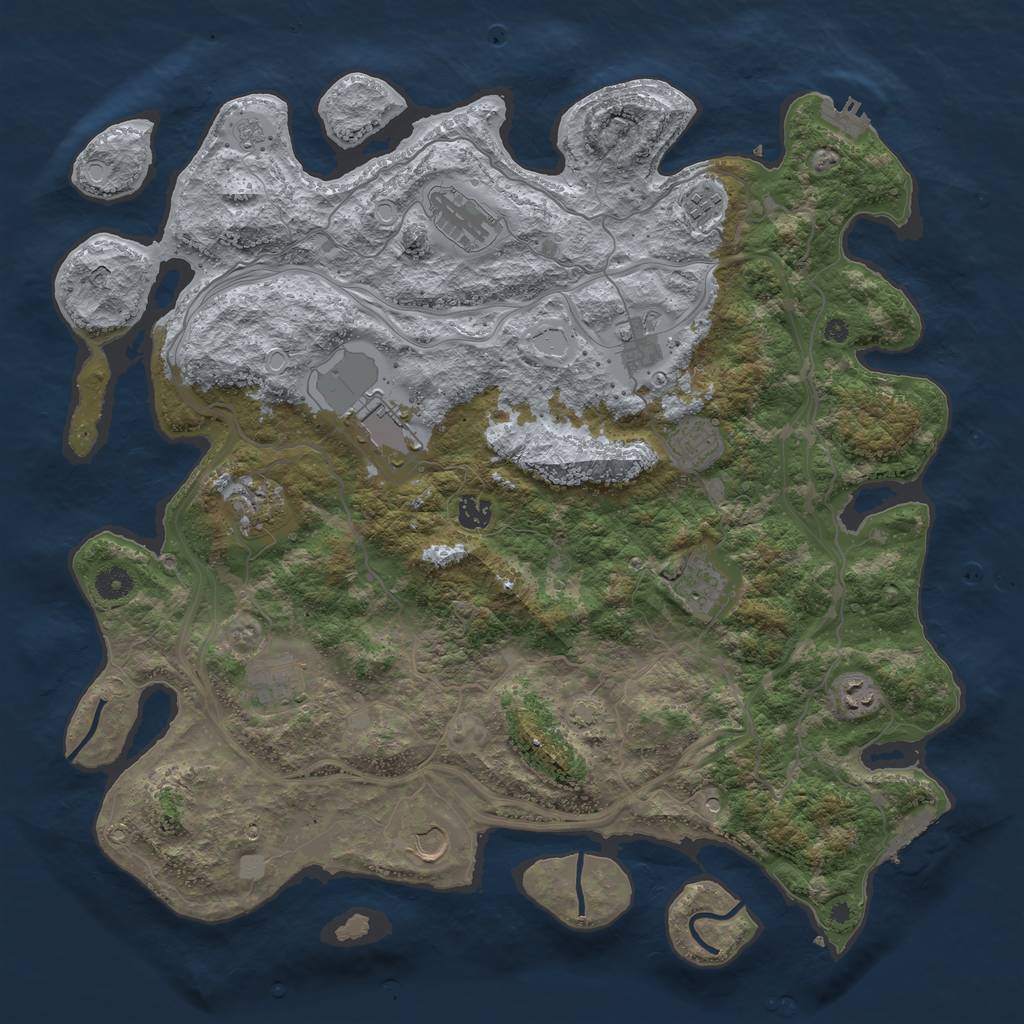 Rust Map: Procedural Map, Size: 4400, Seed: 36547073, 19 Monuments