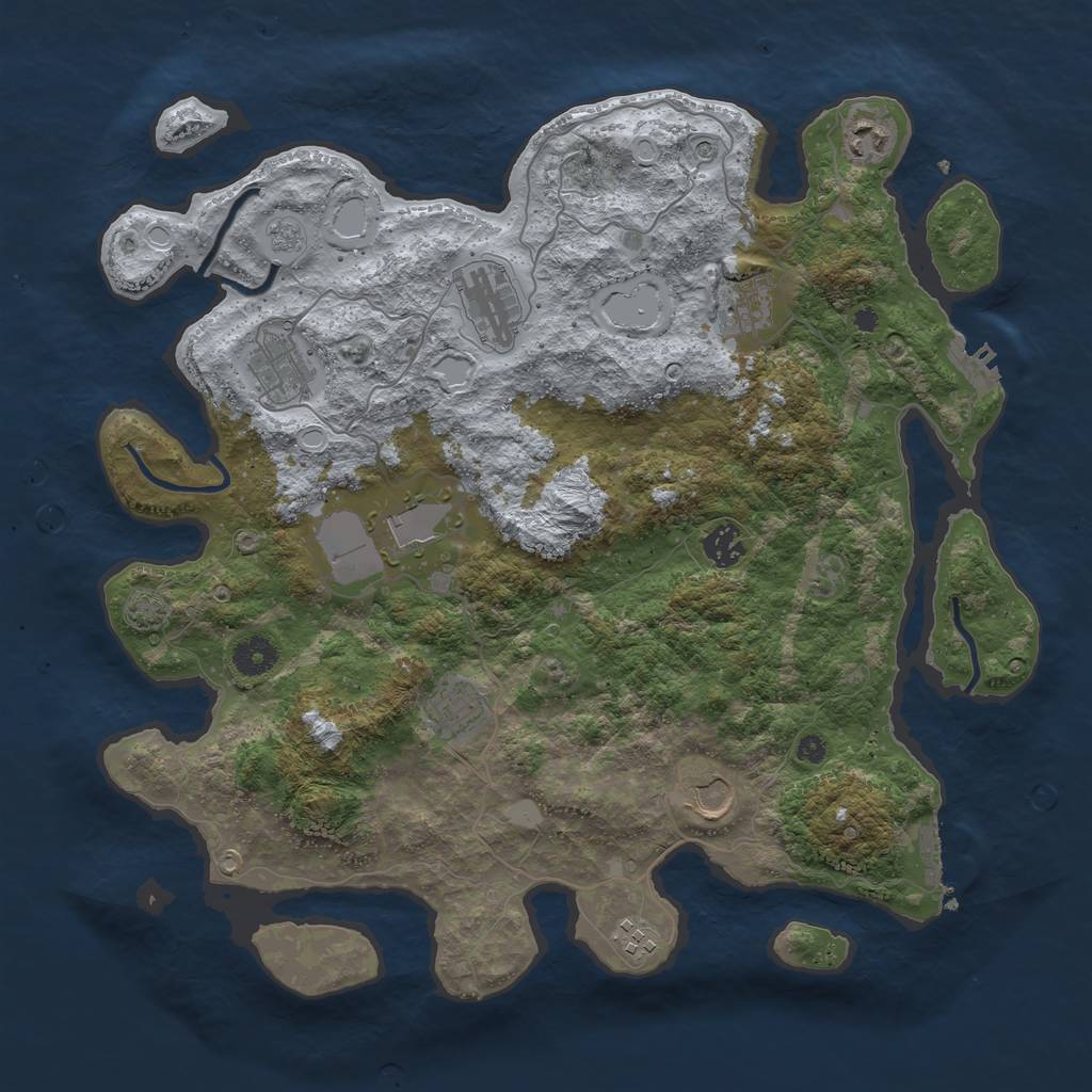 Rust Map: Procedural Map, Size: 3950, Seed: 37640128, 17 Monuments