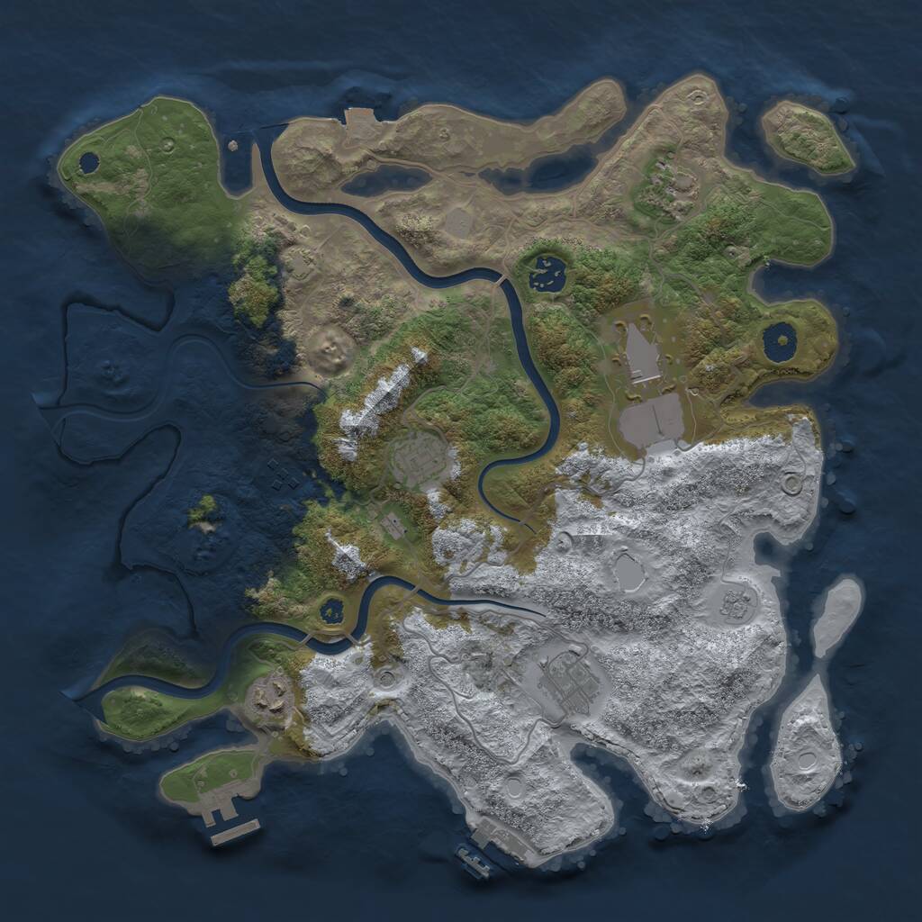 Rust Map: Procedural Map, Size: 3700, Seed: 54433171, 13 Monuments