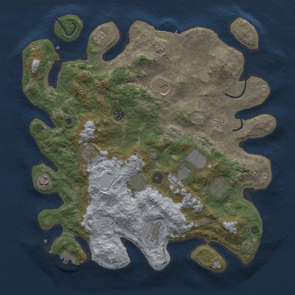 Rust Map: Procedural Map, Size: 3950, Seed: 492128, 18 Monuments