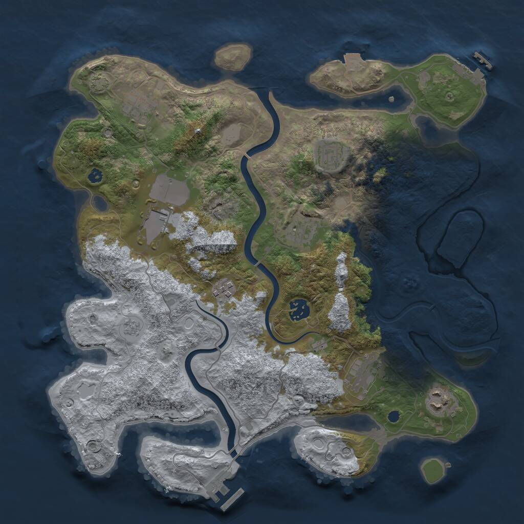 Rust Map: Procedural Map, Size: 3650, Seed: 20579645, 14 Monuments
