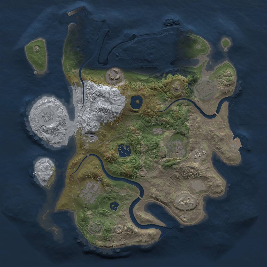 Rust Map: Procedural Map, Size: 3000, Seed: 28341, 12 Monuments