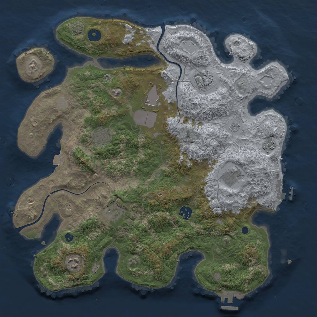 Rust Map: Procedural Map, Size: 3700, Seed: 401900533, 14 Monuments