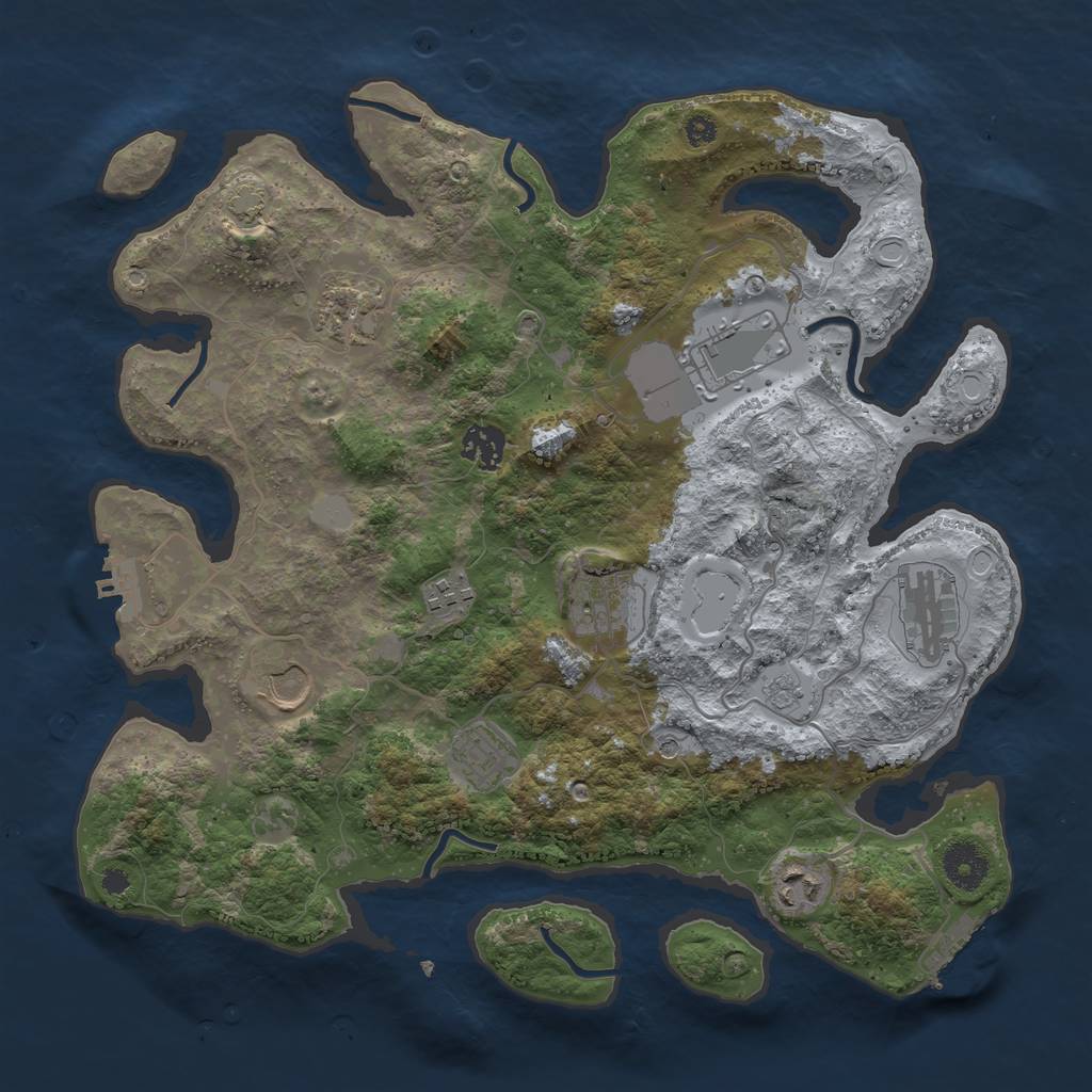 Rust Map: Procedural Map, Size: 3600, Seed: 41740627, 17 Monuments