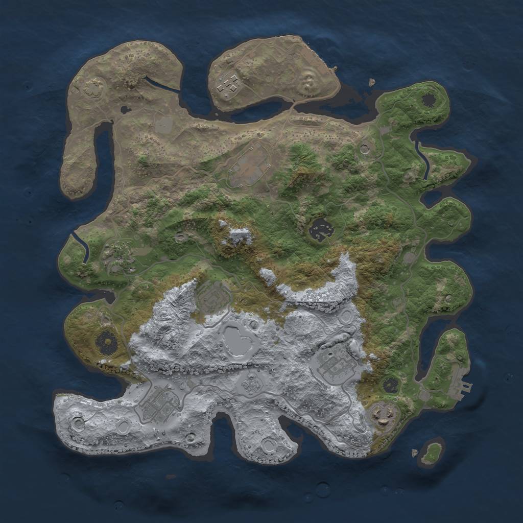 Rust Map: Procedural Map, Size: 3450, Seed: 24131316, 16 Monuments