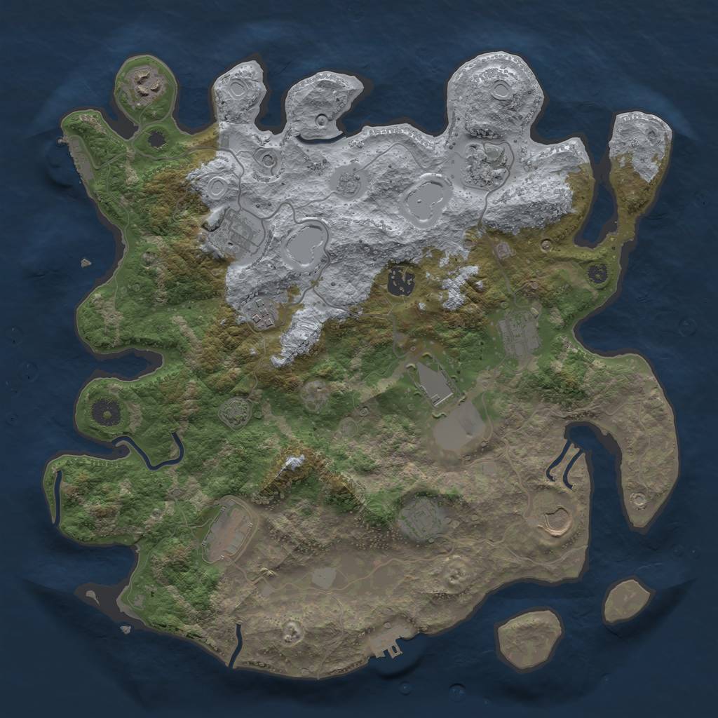 Rust Map: Procedural Map, Size: 3750, Seed: 66417005, 18 Monuments