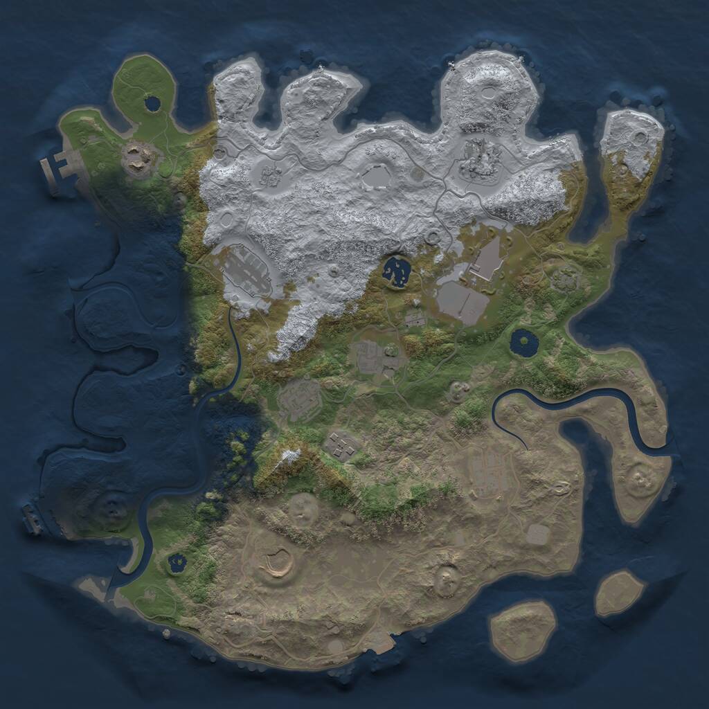 Rust Map: Procedural Map, Size: 3750, Seed: 66417005, 16 Monuments
