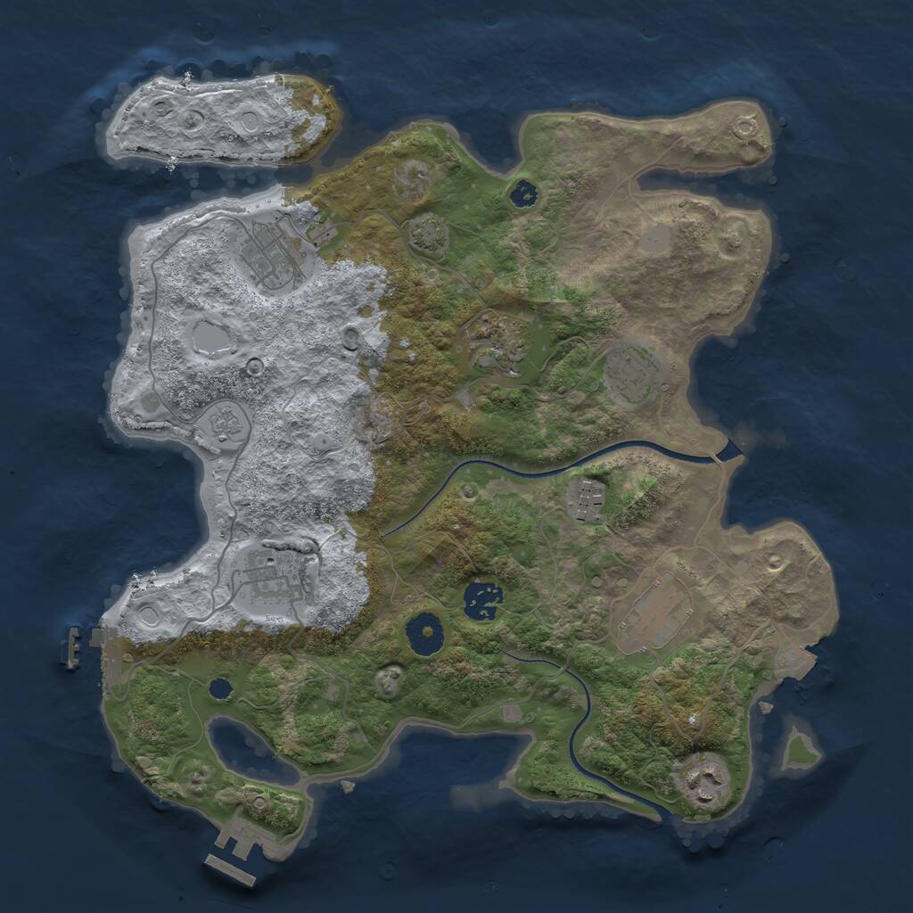 Rust Map: Procedural Map, Size: 3450, Seed: 63643280, 13 Monuments