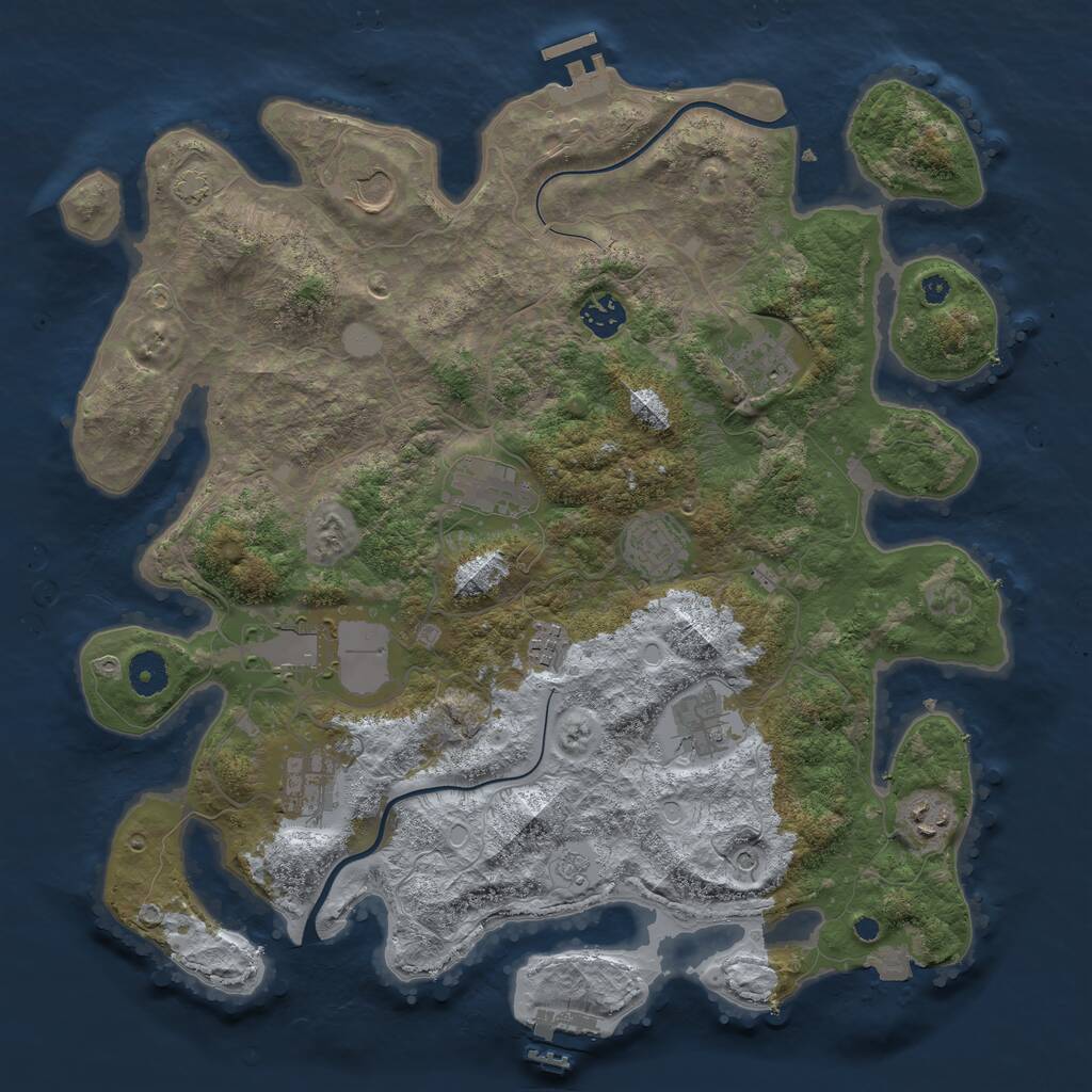 Rust Map: Procedural Map, Size: 3900, Seed: 81530320, 16 Monuments