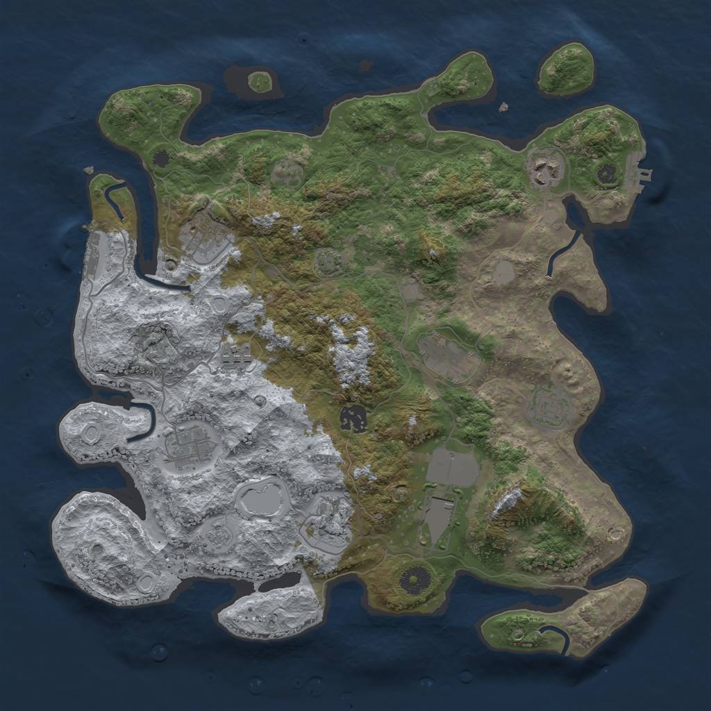 Rust Map: Procedural Map, Size: 3700, Seed: 7965420, 16 Monuments