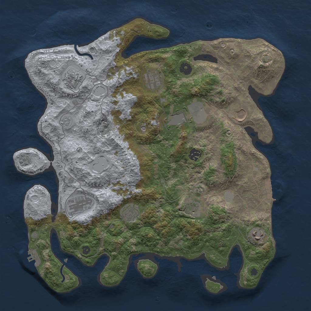 Rust Map: Procedural Map, Size: 3850, Seed: 63590706, 18 Monuments