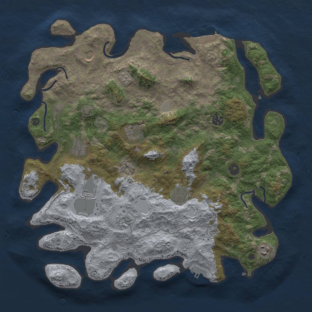 Rust Map: Procedural Map, Size: 4100, Seed: 48149798, 17 Monuments