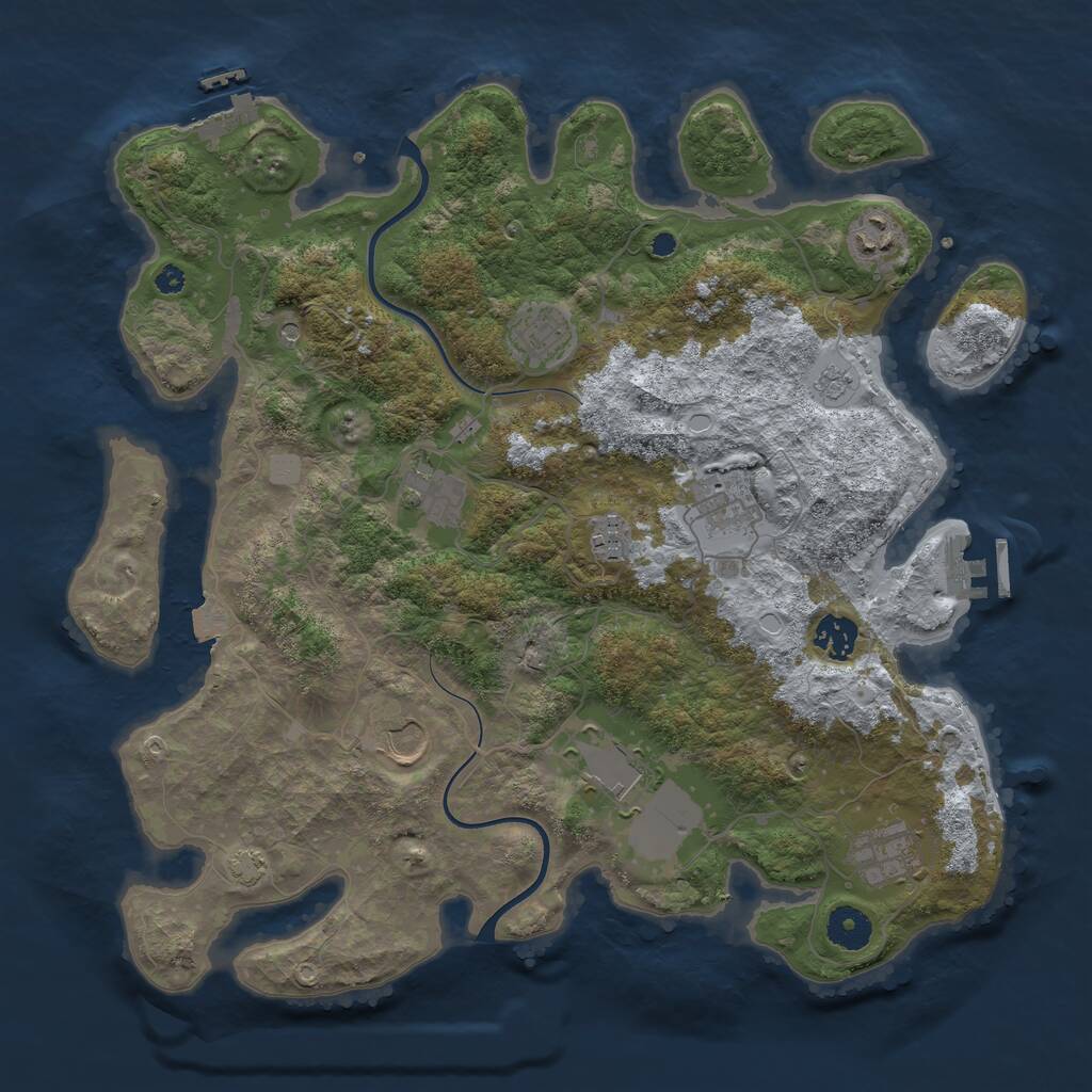 Rust Map: Procedural Map, Size: 3750, Seed: 2686995, 15 Monuments