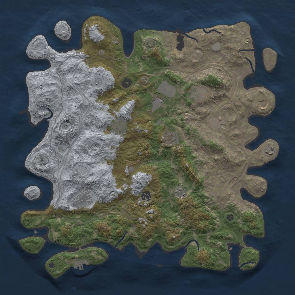 Rust Map: Procedural Map, Size: 4400, Seed: 49704579, 17 Monuments