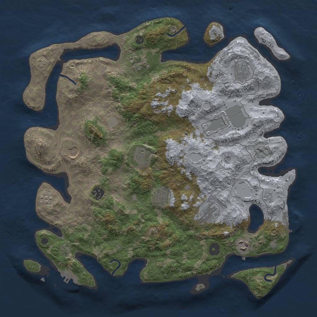 Rust Map: Procedural Map, Size: 3900, Seed: 35915837, 18 Monuments