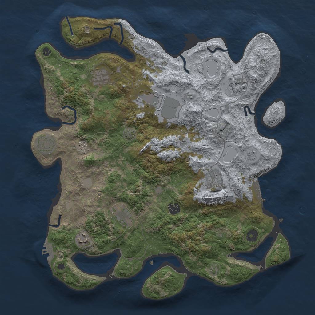 Rust Map: Procedural Map, Size: 3900, Seed: 72690455, 17 Monuments