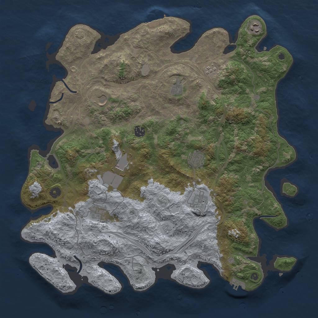 Rust Map: Procedural Map, Size: 4300, Seed: 52792329, 17 Monuments