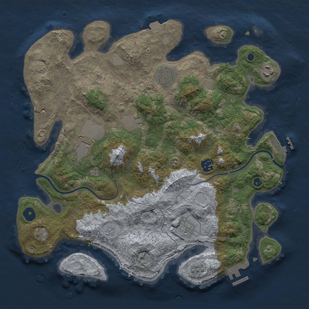 Rust Map: Procedural Map, Size: 3650, Seed: 96263166, 13 Monuments