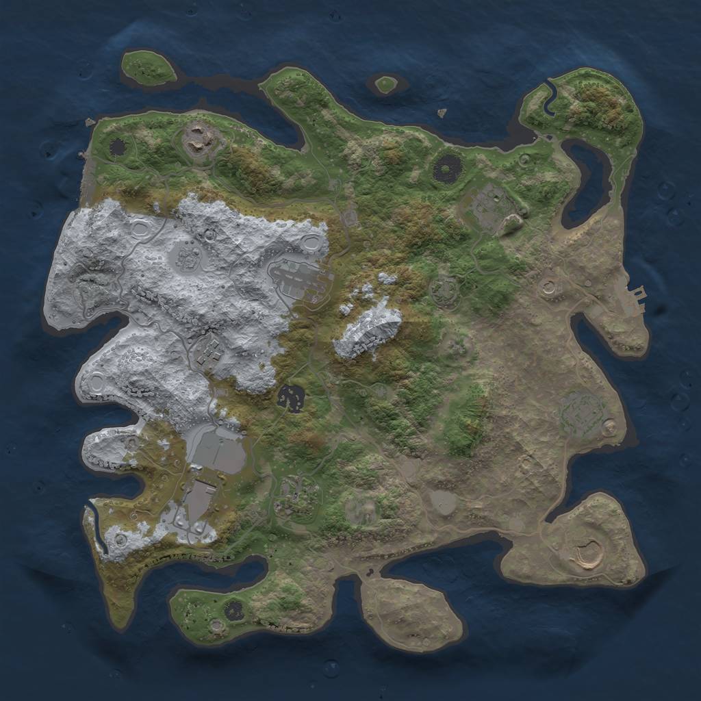 Rust Map: Procedural Map, Size: 3650, Seed: 29266761, 17 Monuments