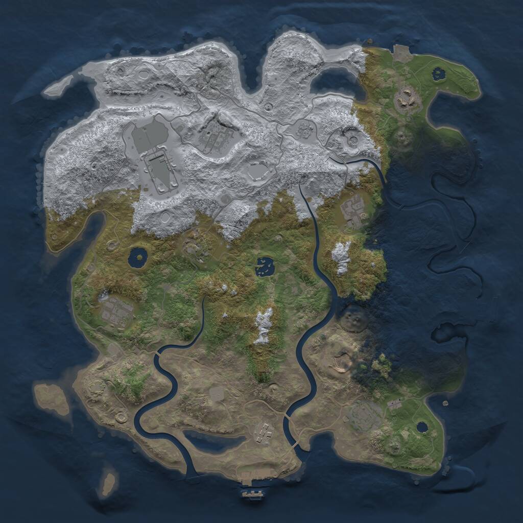 Rust Map: Procedural Map, Size: 3900, Seed: 92694250, 16 Monuments