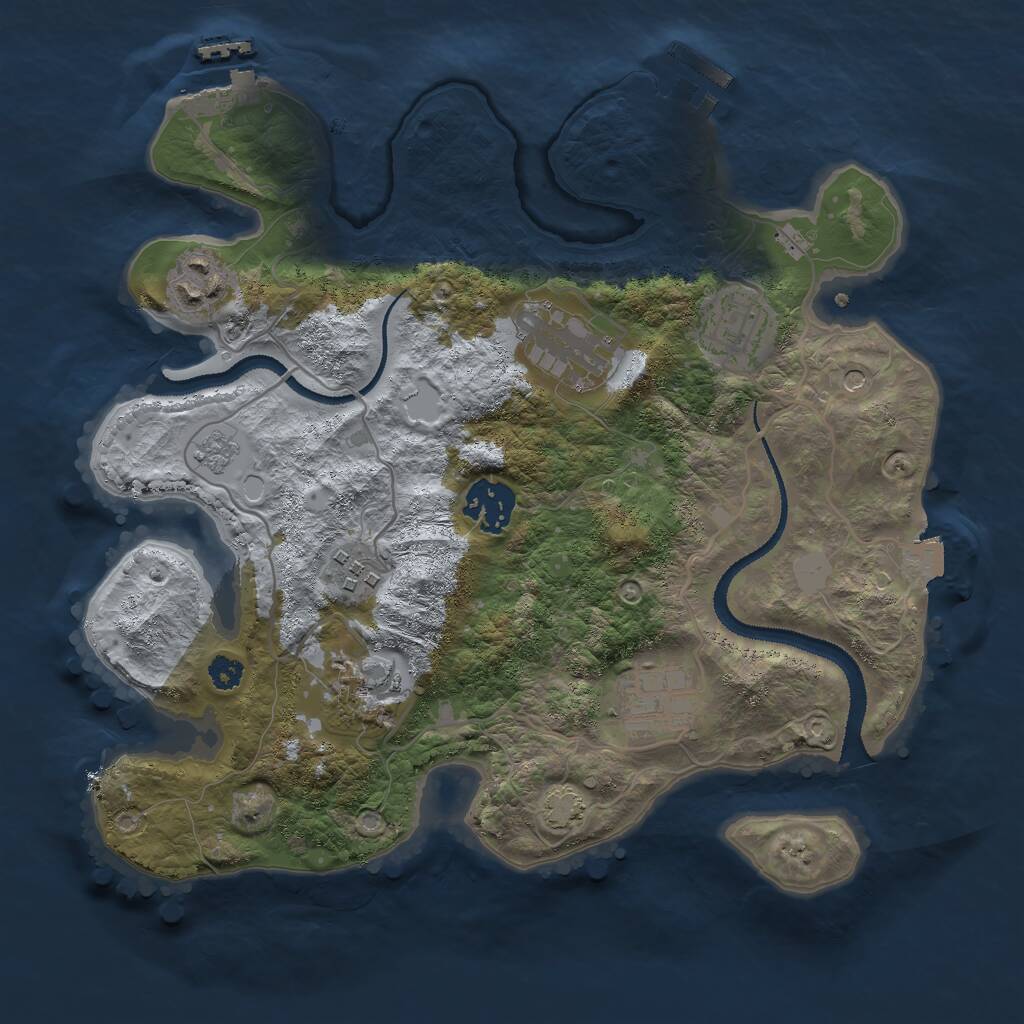Rust Map: Procedural Map, Size: 3000, Seed: 9201, 13 Monuments