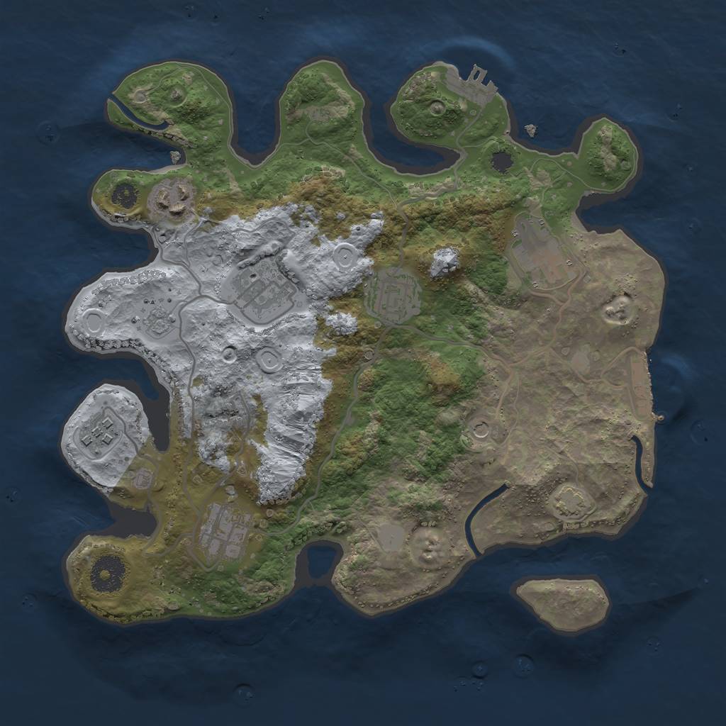 Rust Map: Procedural Map, Size: 3000, Seed: 9201, 14 Monuments