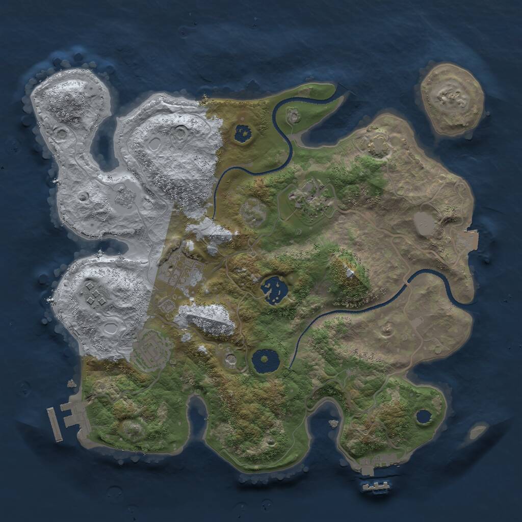 Rust Map: Procedural Map, Size: 3000, Seed: 1821, 11 Monuments