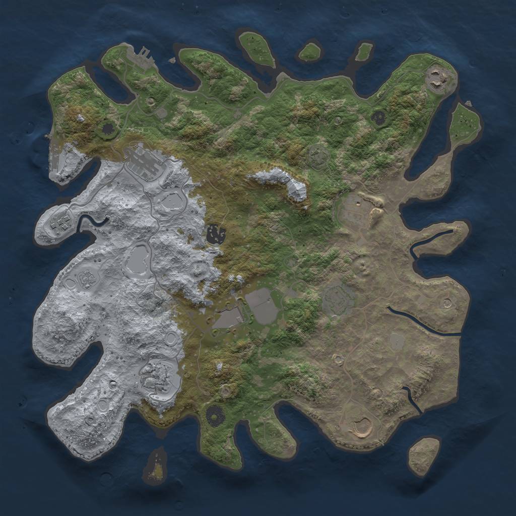 Rust Map: Procedural Map, Size: 3800, Seed: 97394821, 17 Monuments