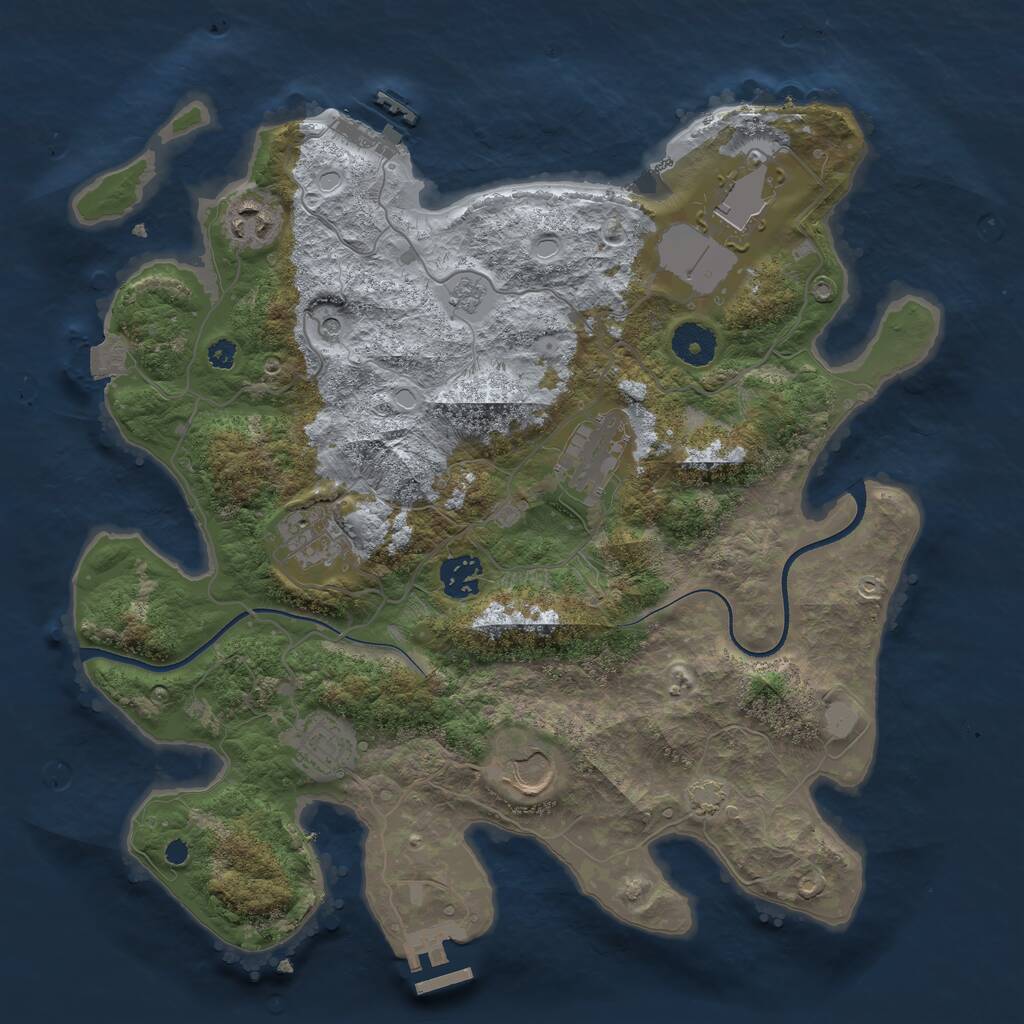 Rust Map: Procedural Map, Size: 3550, Seed: 81965401, 13 Monuments