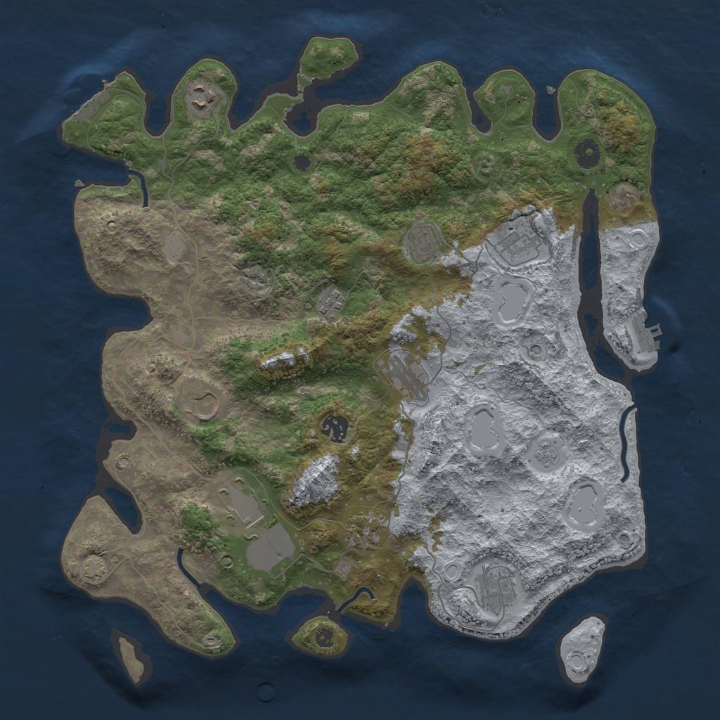 Rust Map: Procedural Map, Size: 3950, Seed: 57613633, 18 Monuments