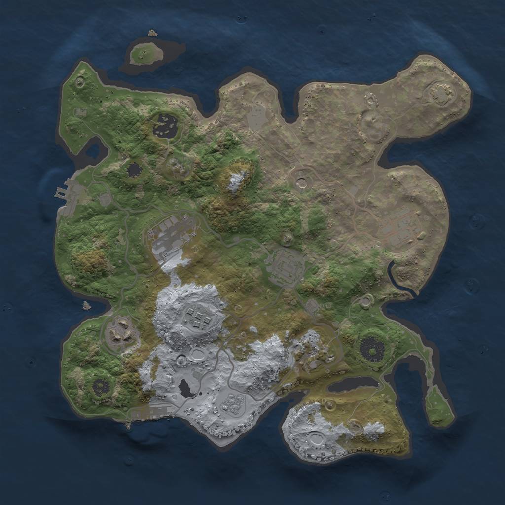 Rust Map: Procedural Map, Size: 3000, Seed: 1895, 15 Monuments