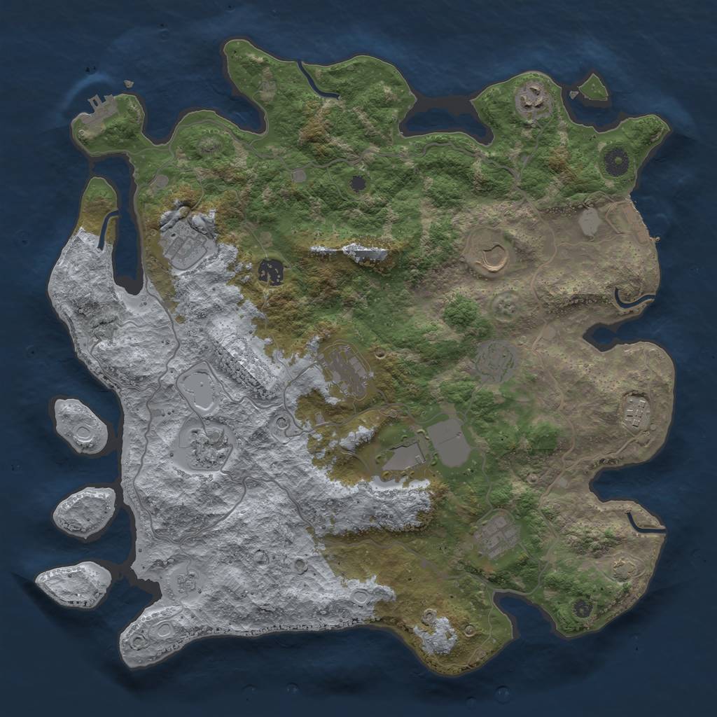 Rust Map: Procedural Map, Size: 4000, Seed: 17350265, 18 Monuments