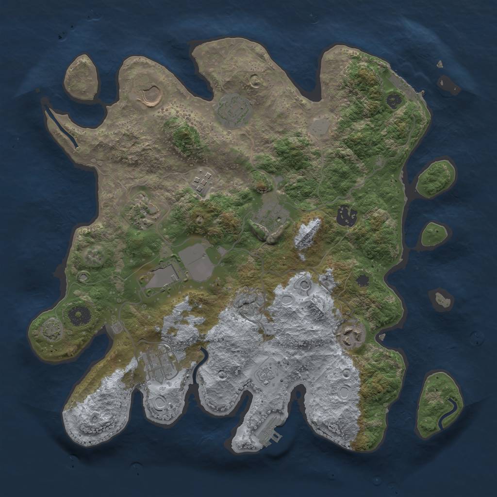 Rust Map: Procedural Map, Size: 3500, Seed: 30889676, 17 Monuments