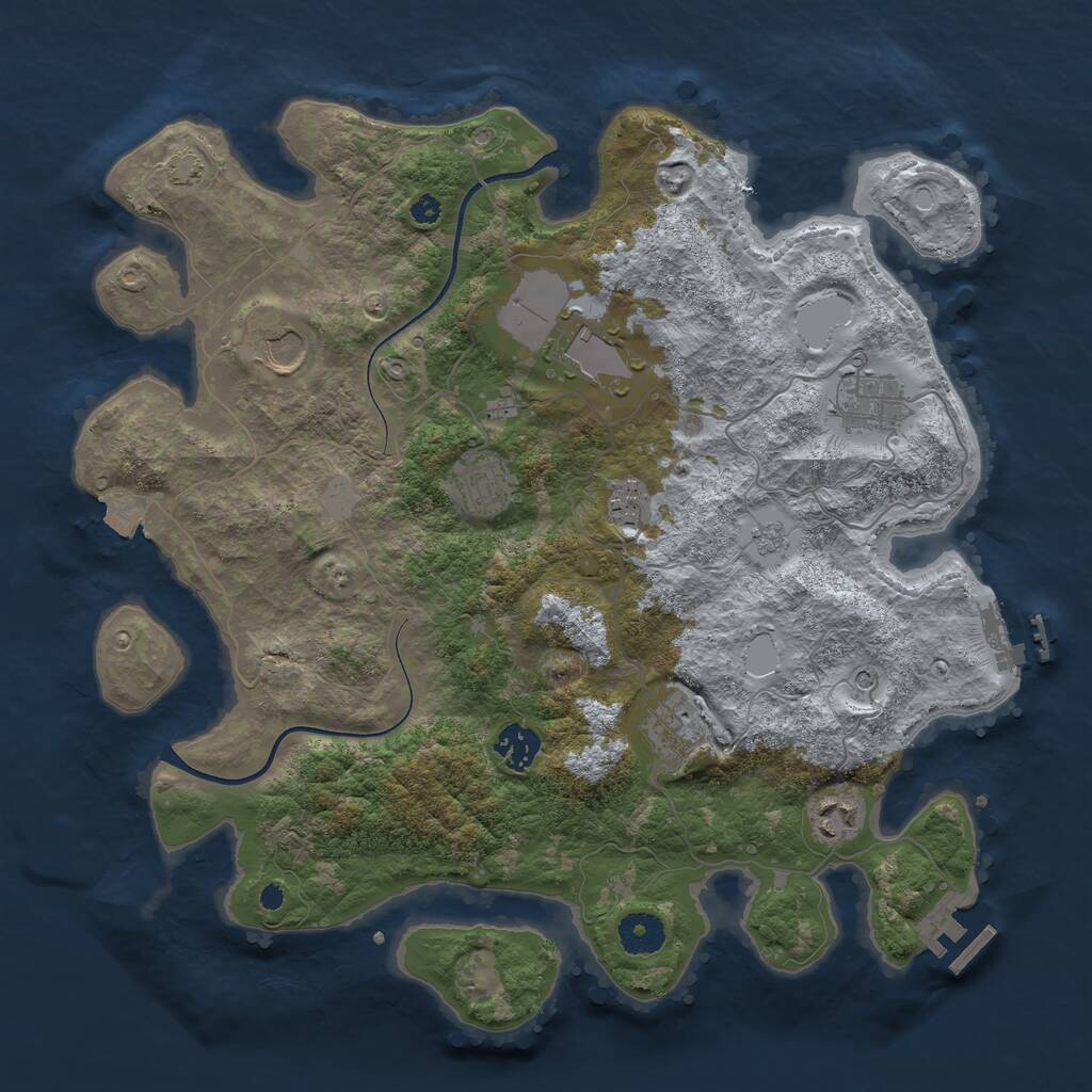 Rust Map: Procedural Map, Size: 3700, Seed: 304874839, 14 Monuments