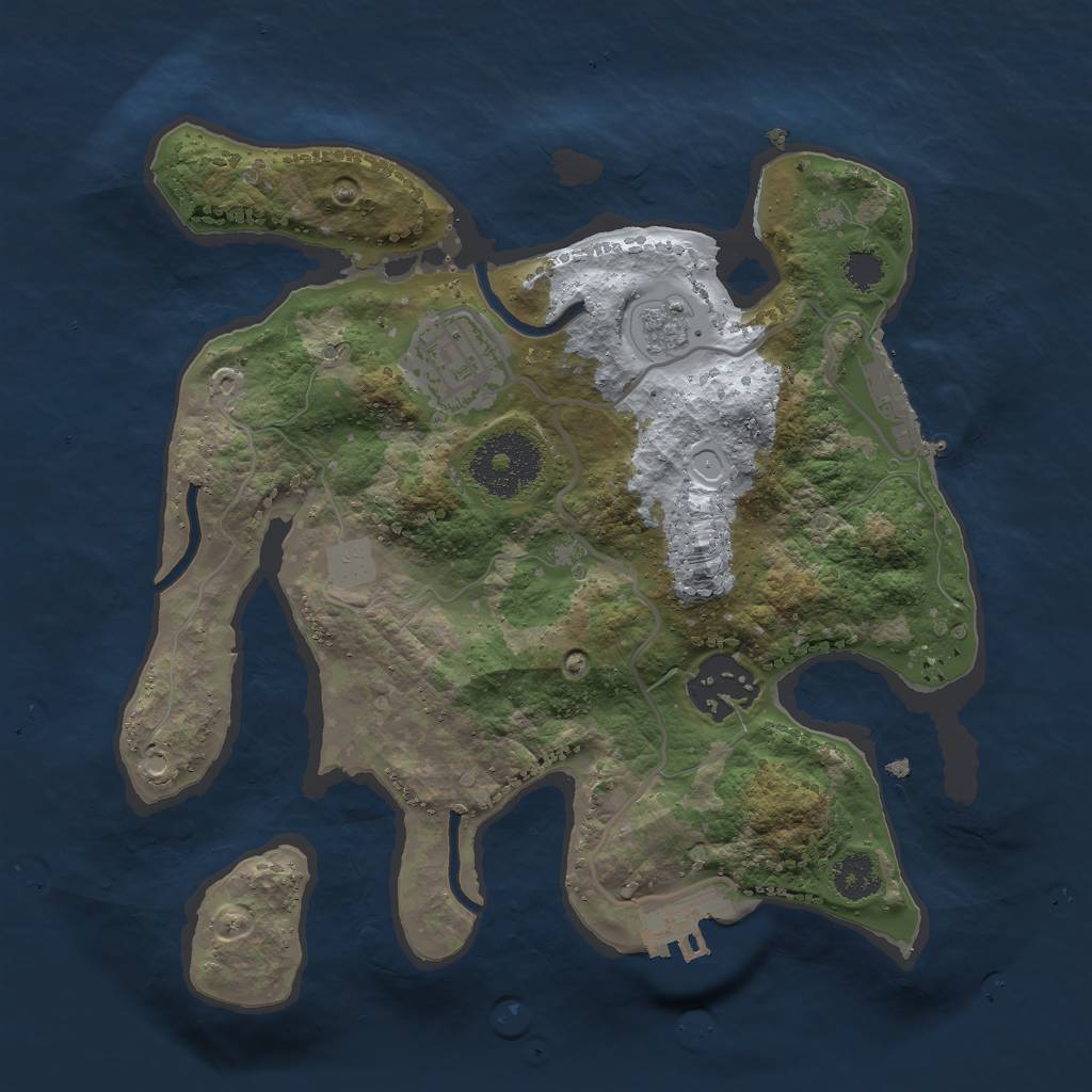 Rust Map: Procedural Map, Size: 2500, Seed: 2165767, 8 Monuments