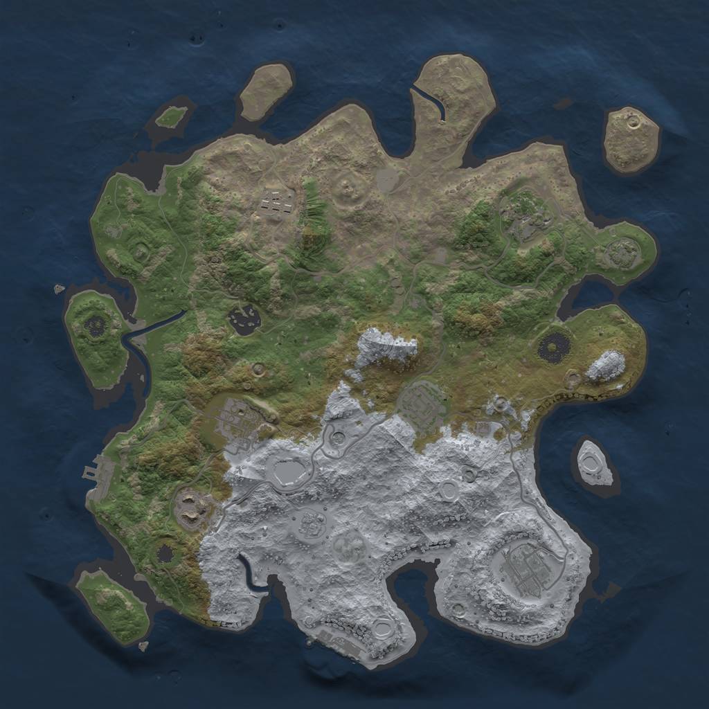 Rust Map: Procedural Map, Size: 3450, Seed: 44093159, 15 Monuments
