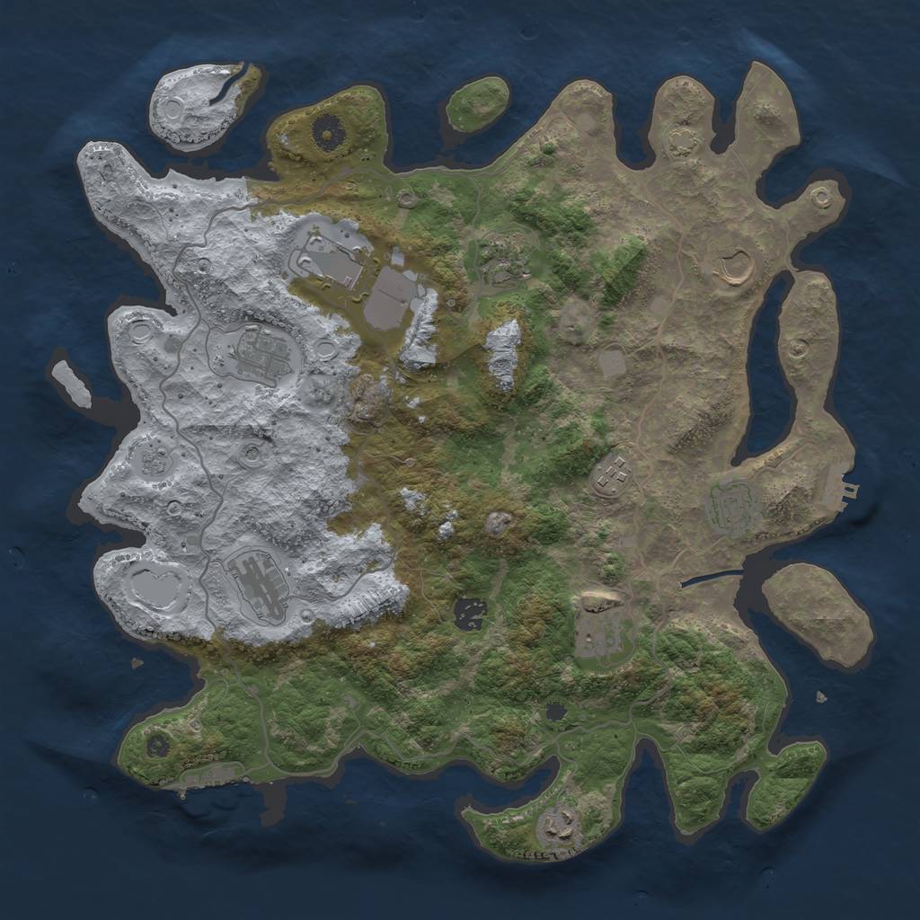 Rust Map: Procedural Map, Size: 4000, Seed: 1356618647, 18 Monuments