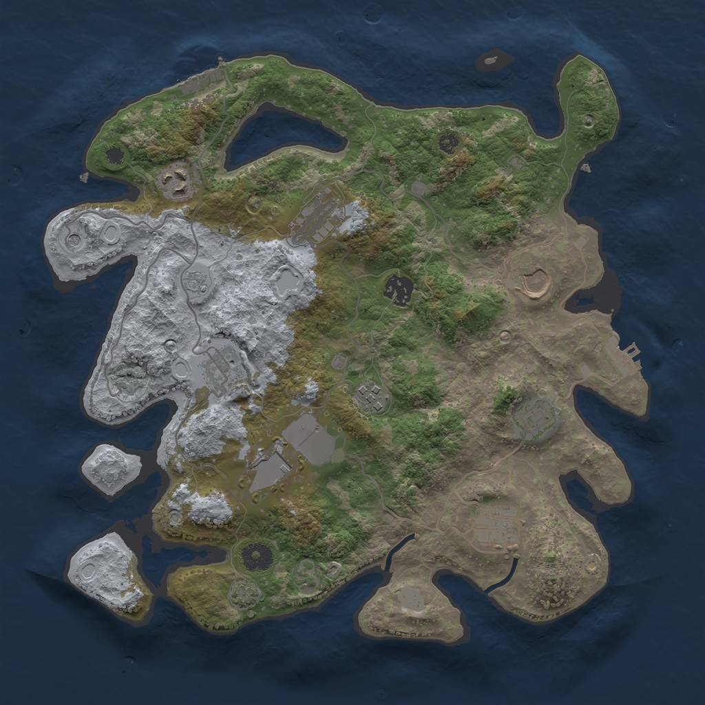 Rust Map: Procedural Map, Size: 3550, Seed: 44905954, 17 Monuments