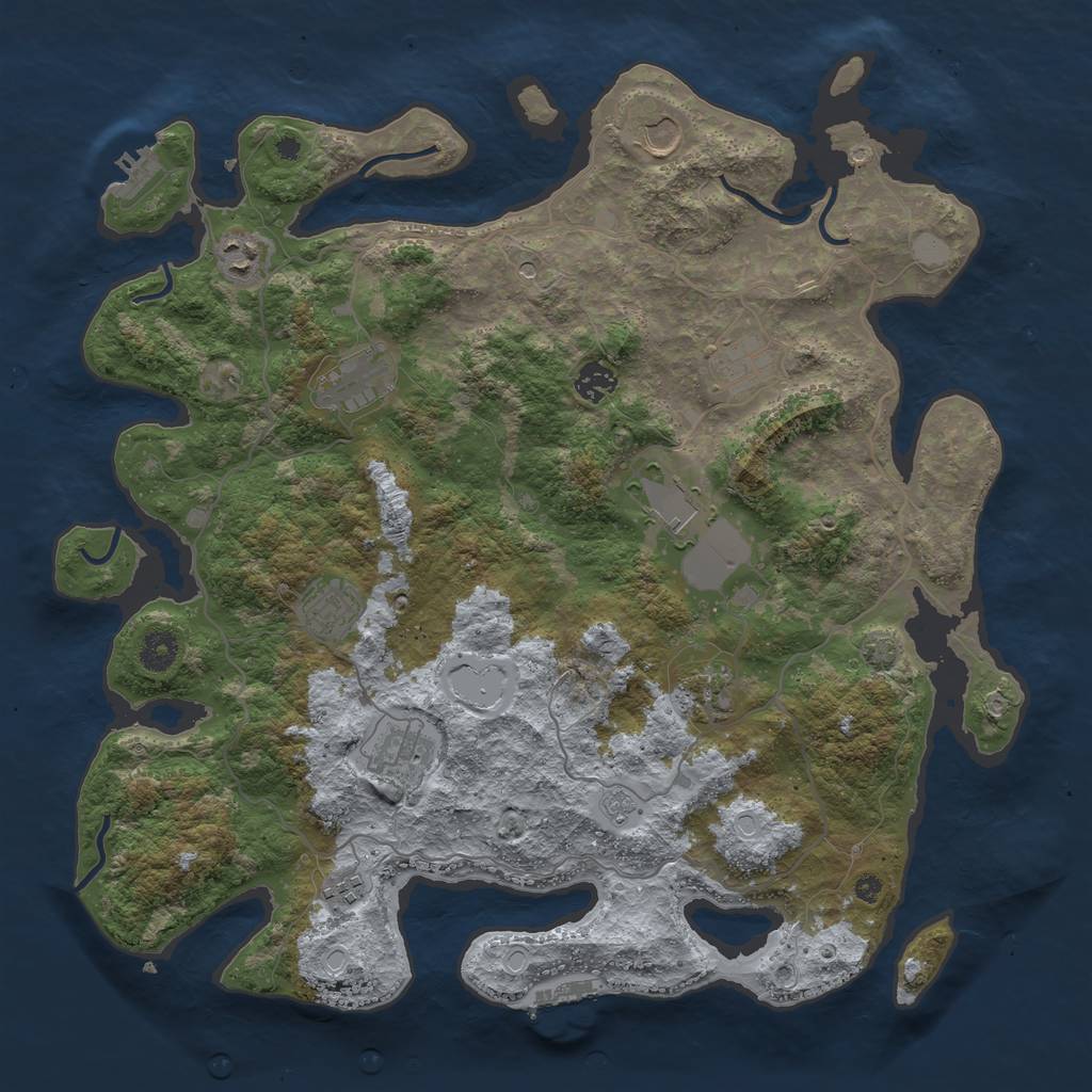 Rust Map: Procedural Map, Size: 4100, Seed: 74842233, 18 Monuments