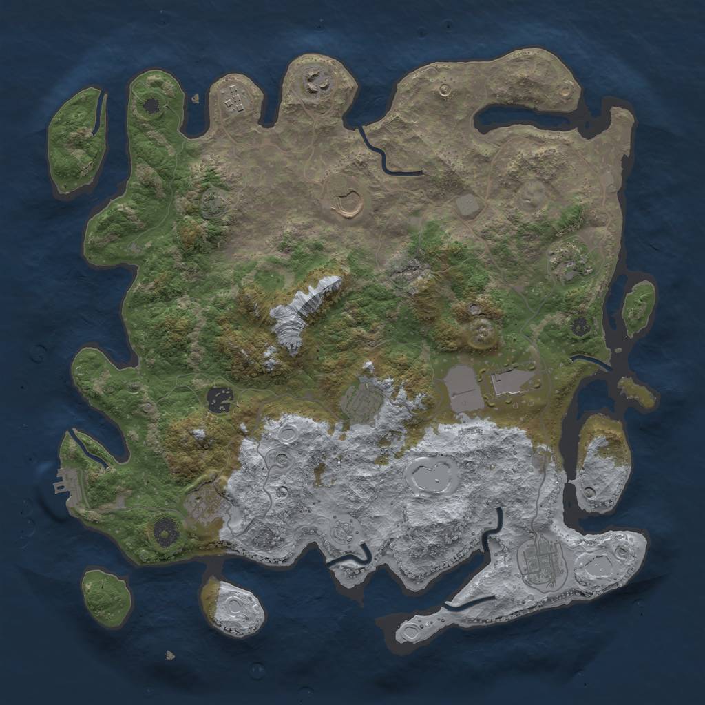 Rust Map: Procedural Map, Size: 3900, Seed: 6295870, 16 Monuments
